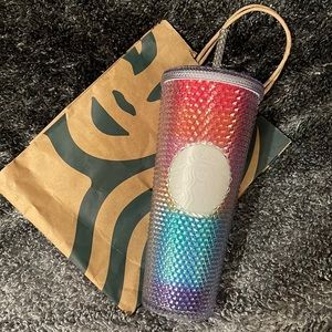STARBUCKS NWT RAINBOW PRIDE Rainbow Studded Tumbler bling cup